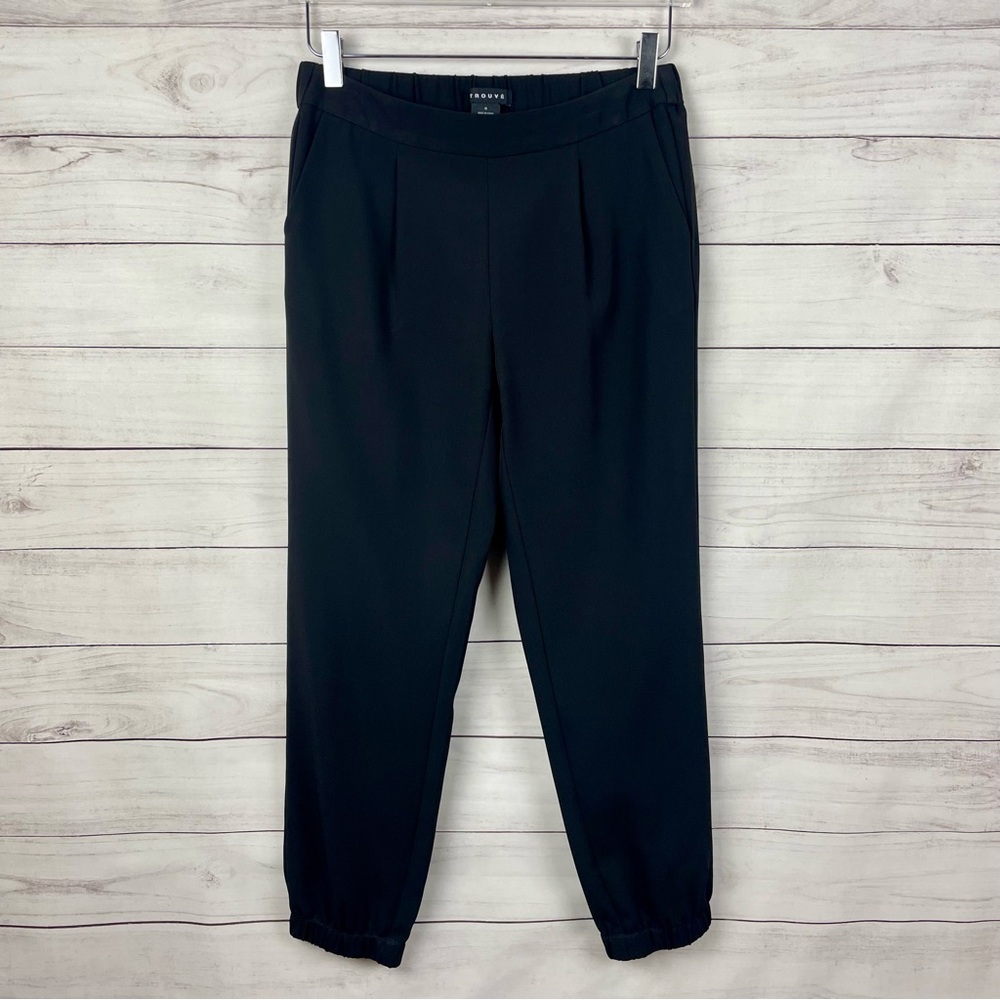 Trouve Black Track Pants with Elastic Waistband and Cuffs